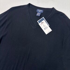 Dockers Mens V Neck Short Sleeve Sweater Black Silk Cotton Blend Preppy XL NWT